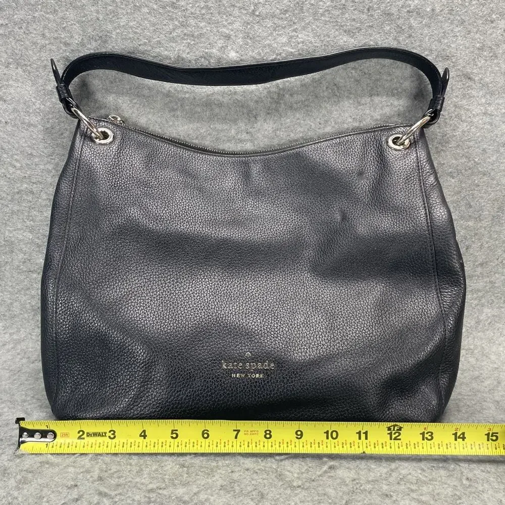 Kate Spade KAT Pebbled Leather Purse Black Shoulder Bag FLAWED FADED HARDWARE
